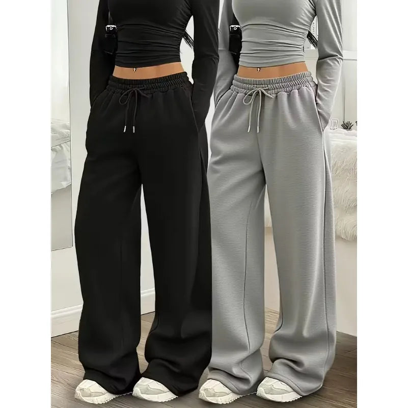 Women Jogger Cotton Pants Casual Drawstring Loose Unisex Wide Leg Straight Pants Sweatpants Autumn Winter Baggy Gym Track Pants
