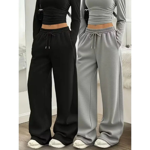 Women Jogger Cotton Pants Casual Drawstring Loose Unisex Wide Leg Straight Pants Sweatpants Autumn Winter Baggy Gym Track Pants