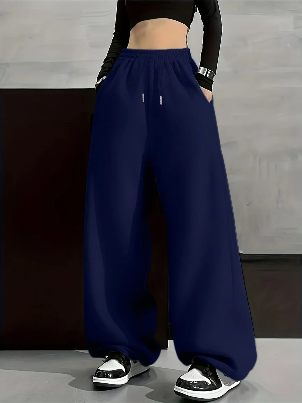 Women Jogger Cotton Pants Casual Drawstring Loose Unisex Wide Leg Straight Pants Sweatpants Autumn Winter Baggy Gym Track Pants